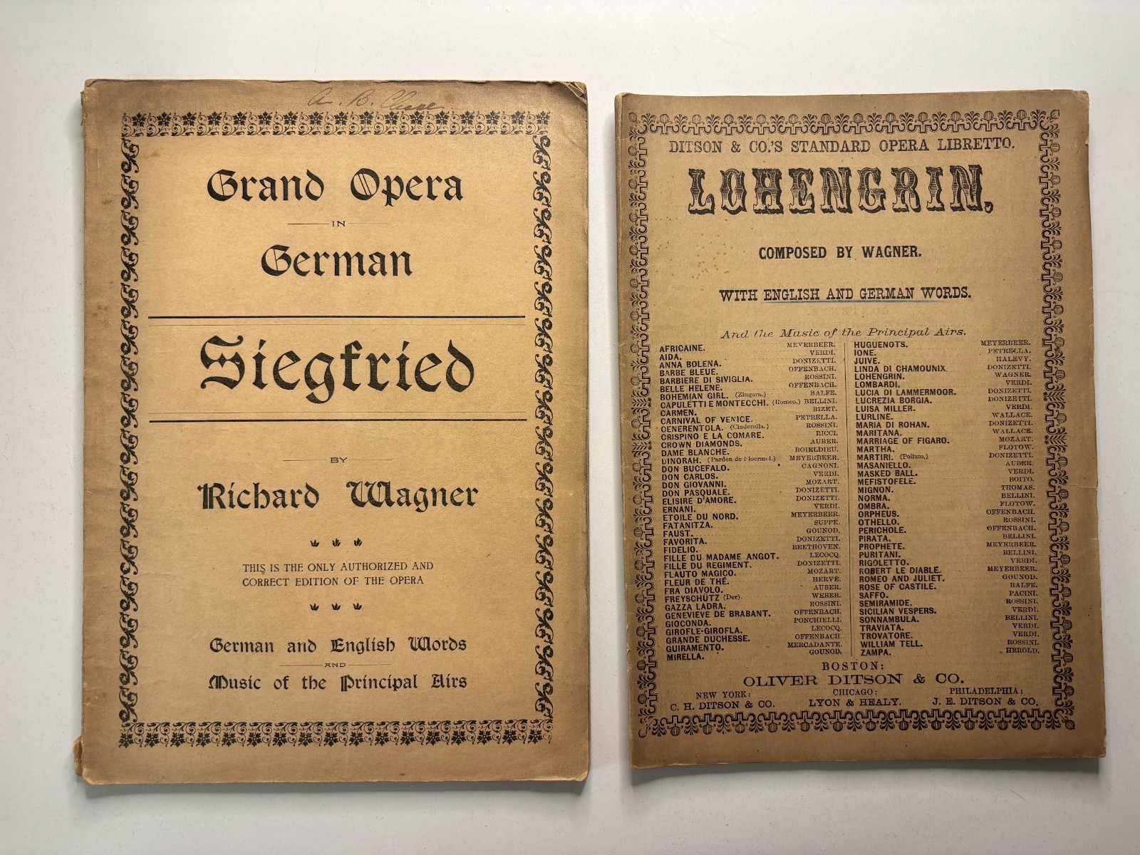 2 operas by Richard Wagner: Siegfried (1889) and Lohengrin, English & German 2 operas by Richard Wagner: Siegfried (1889) and Lohengrin, English & German