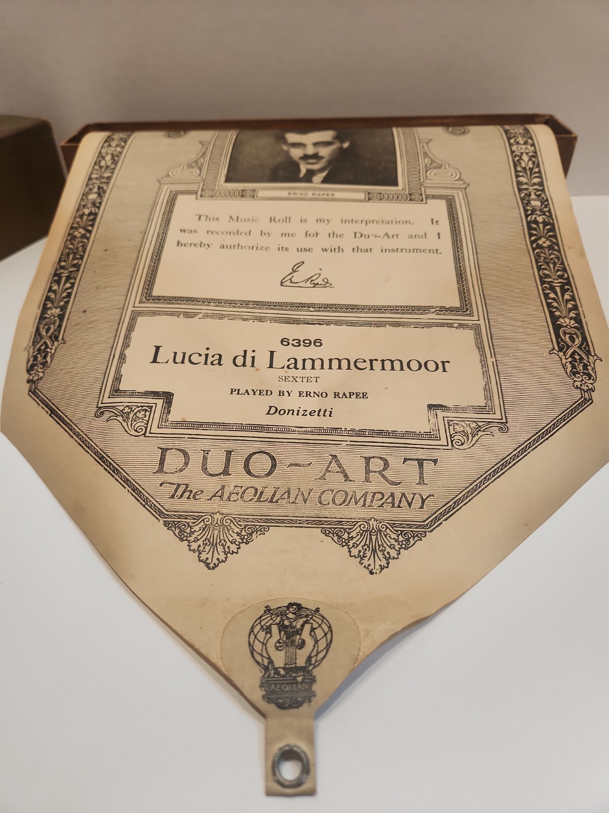 Vtg DUO-ART Piano Roll LUCIA DI LAMMERMOOR SEXTET Donizetti ERNO RAPEE 6396...