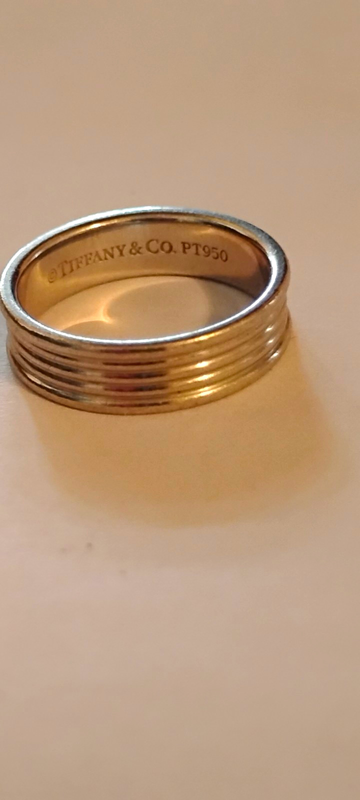 Tiffany & Co. Signed PT950 Platinum Band Ring Size 7, No Stone Silver