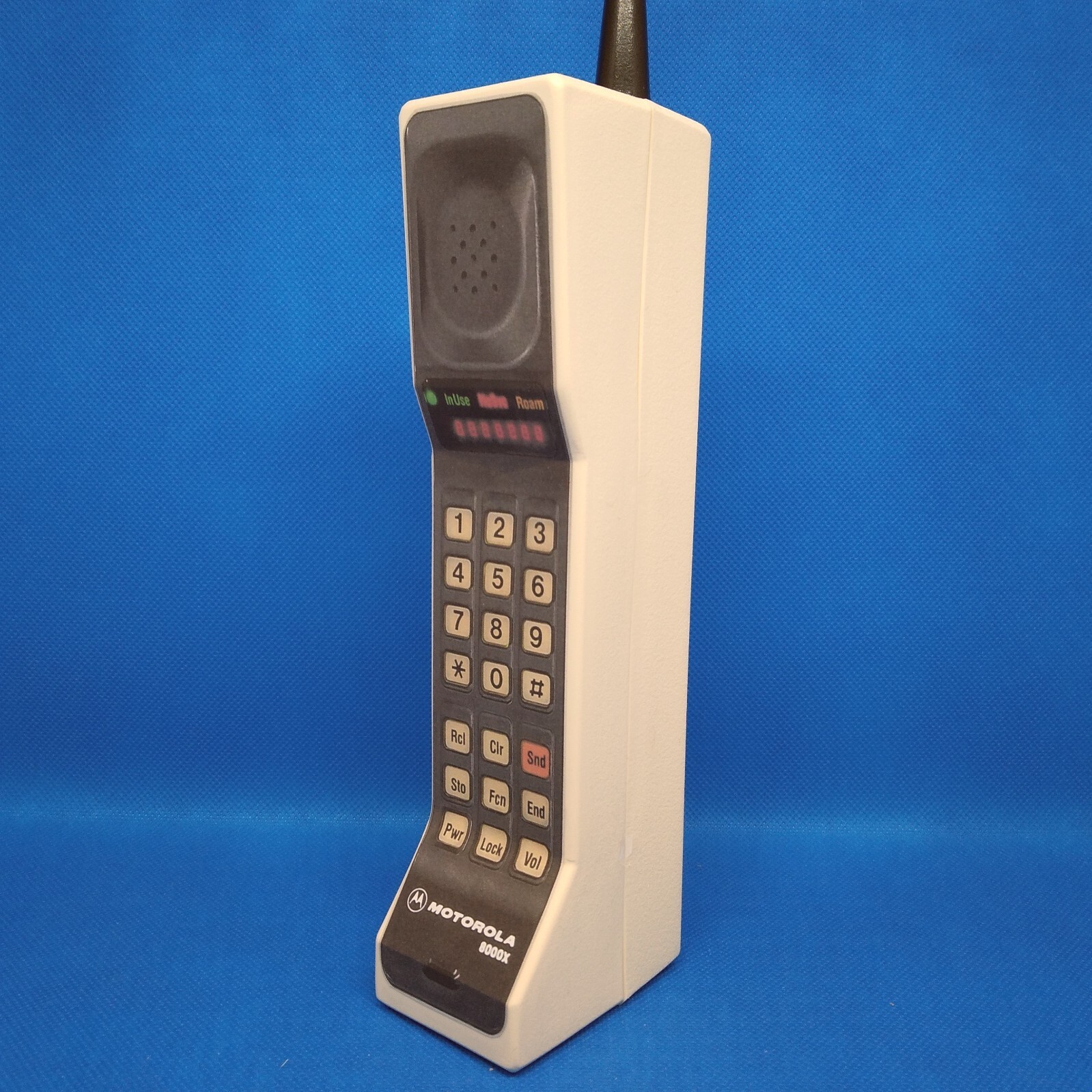 Handmade DynaTAC 8000x Prop Brick Phone in Beige - The Front is a Label.