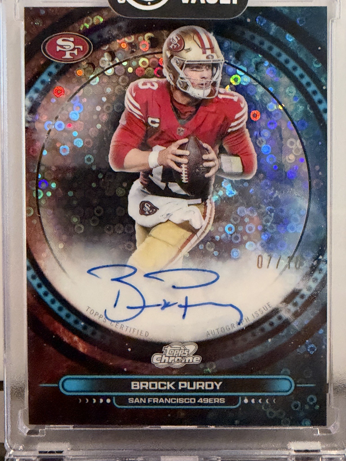 Brock Purdy 2025 Topps Cosmic Chrome Black Eclipse Equinox Auto 7/10