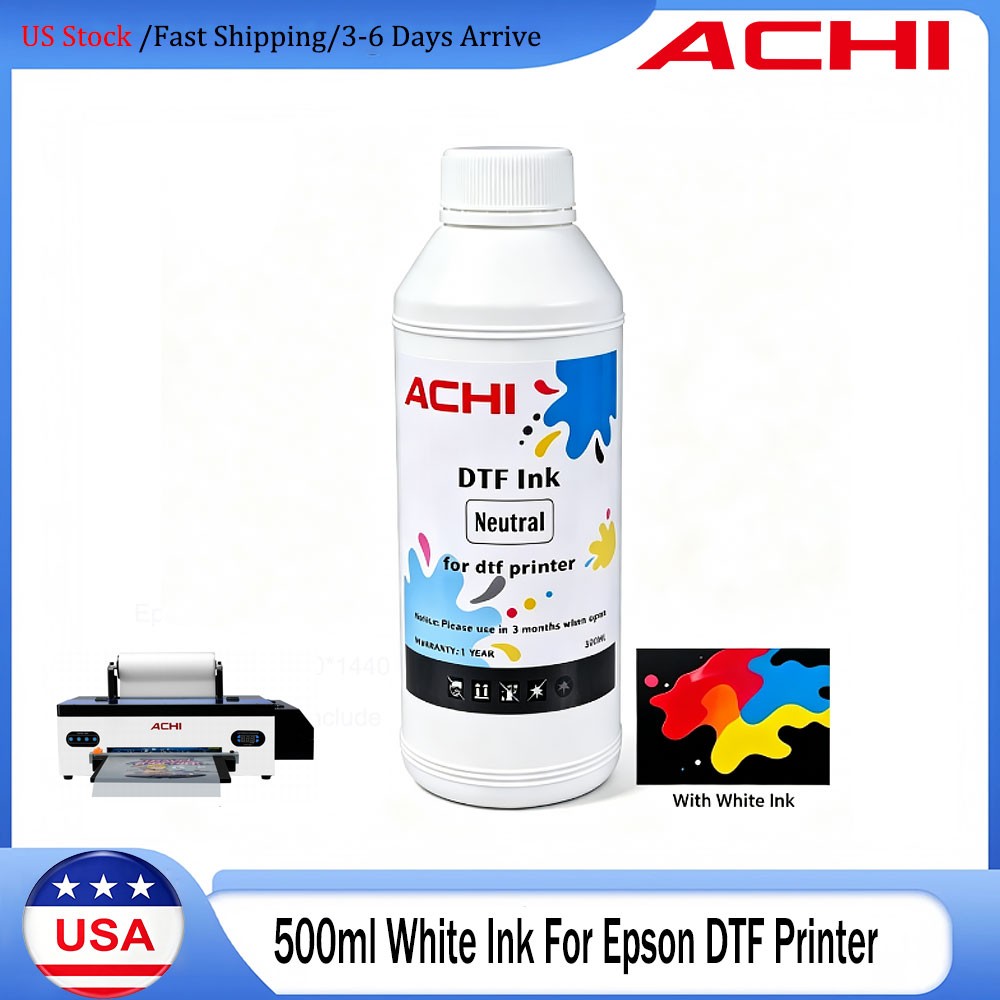 ACHI 1*500ml White DTF INK For EPSON R1390 L1800 L800 XP600 DTF Printer