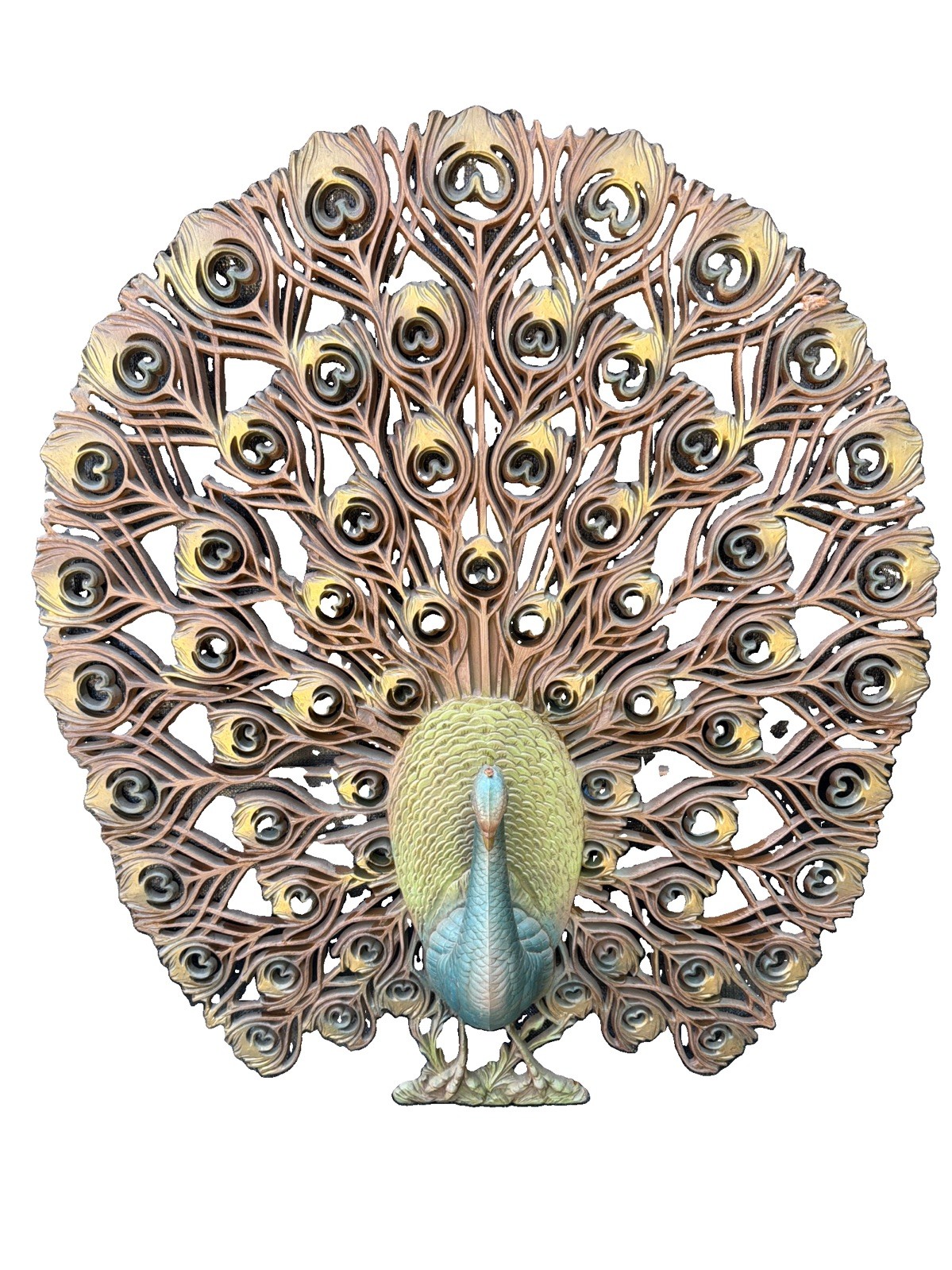 Rare 1960s MCM Burwood Peacock wall decor 30x34” AS SEEN Rare 1960s MCM Burwood Peacock wall decor 30x34” AS SEEN