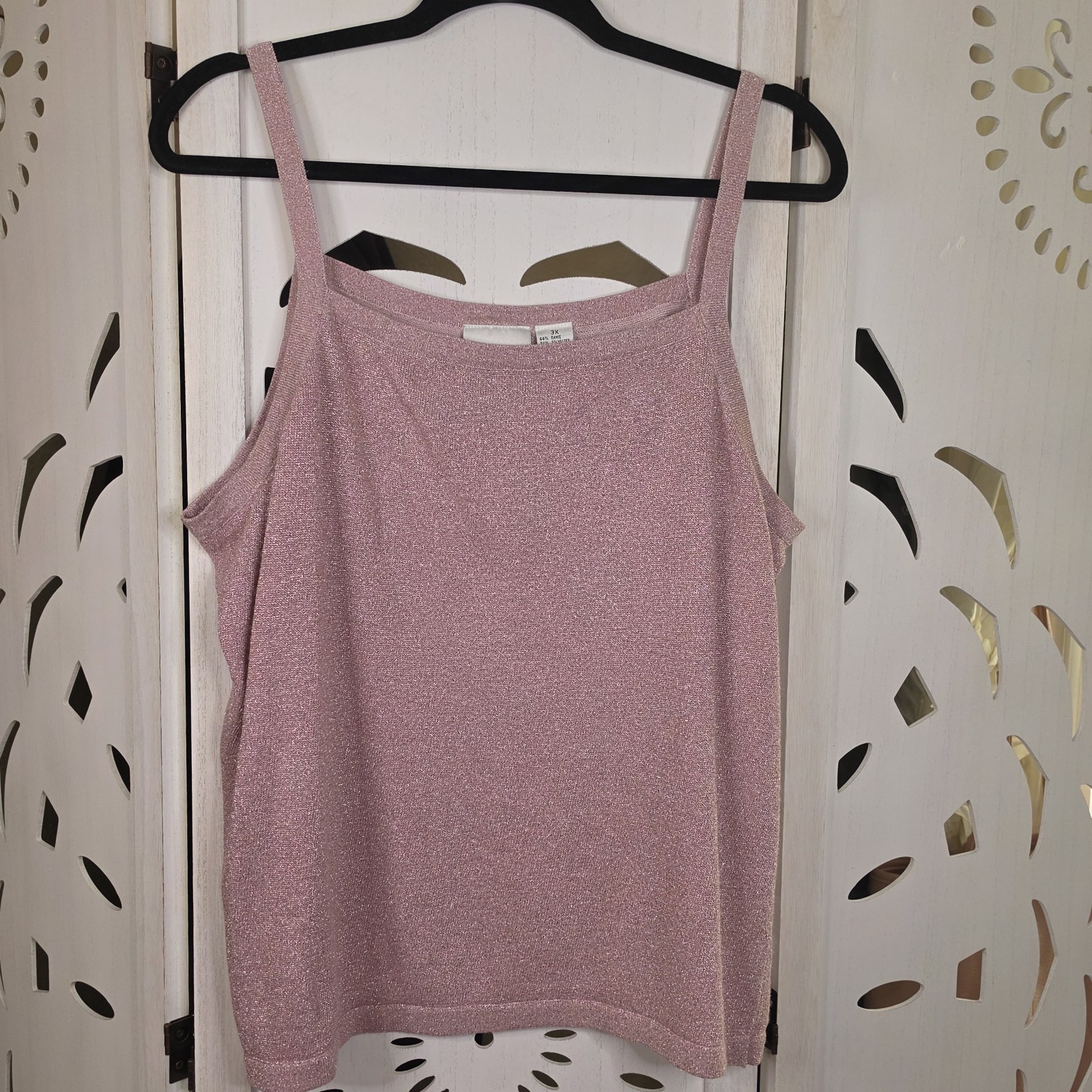 VTG Y2K Fashion Bug Women\'s Metallic Sleeveless Pink Top Size 3X