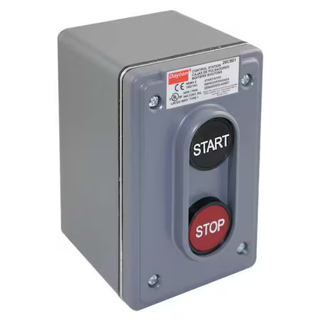 Dayton 20C801 Push Button Control Station, 1No/1Nc, 22Mm