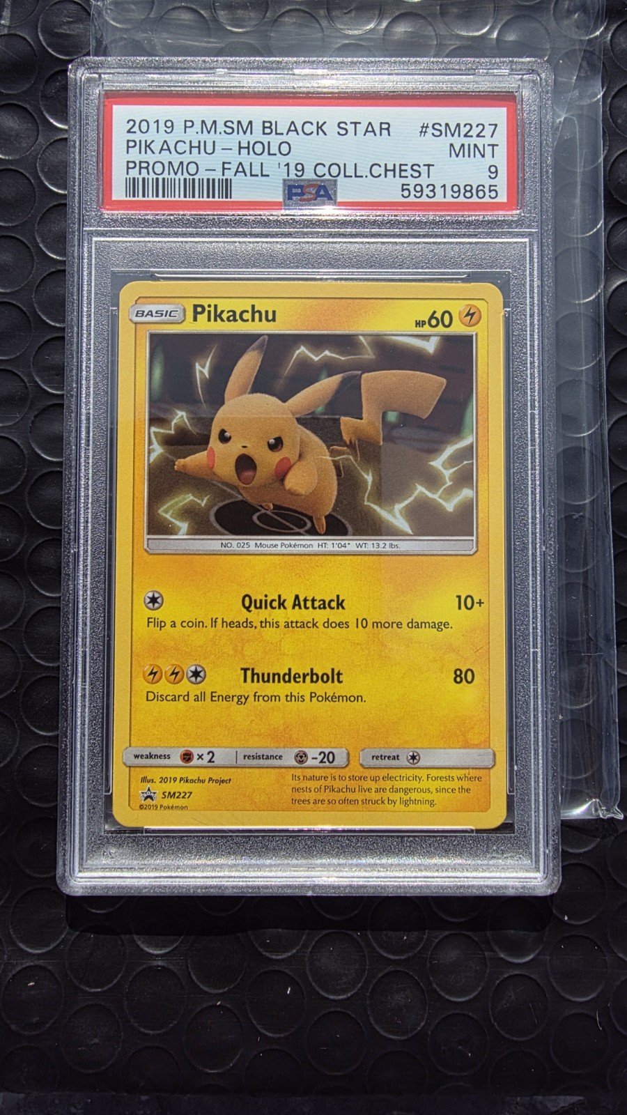 2019 BLACK STAR #SM227 PIKACHU-HOLO MINT PROMO-FALL '19 PSA 9