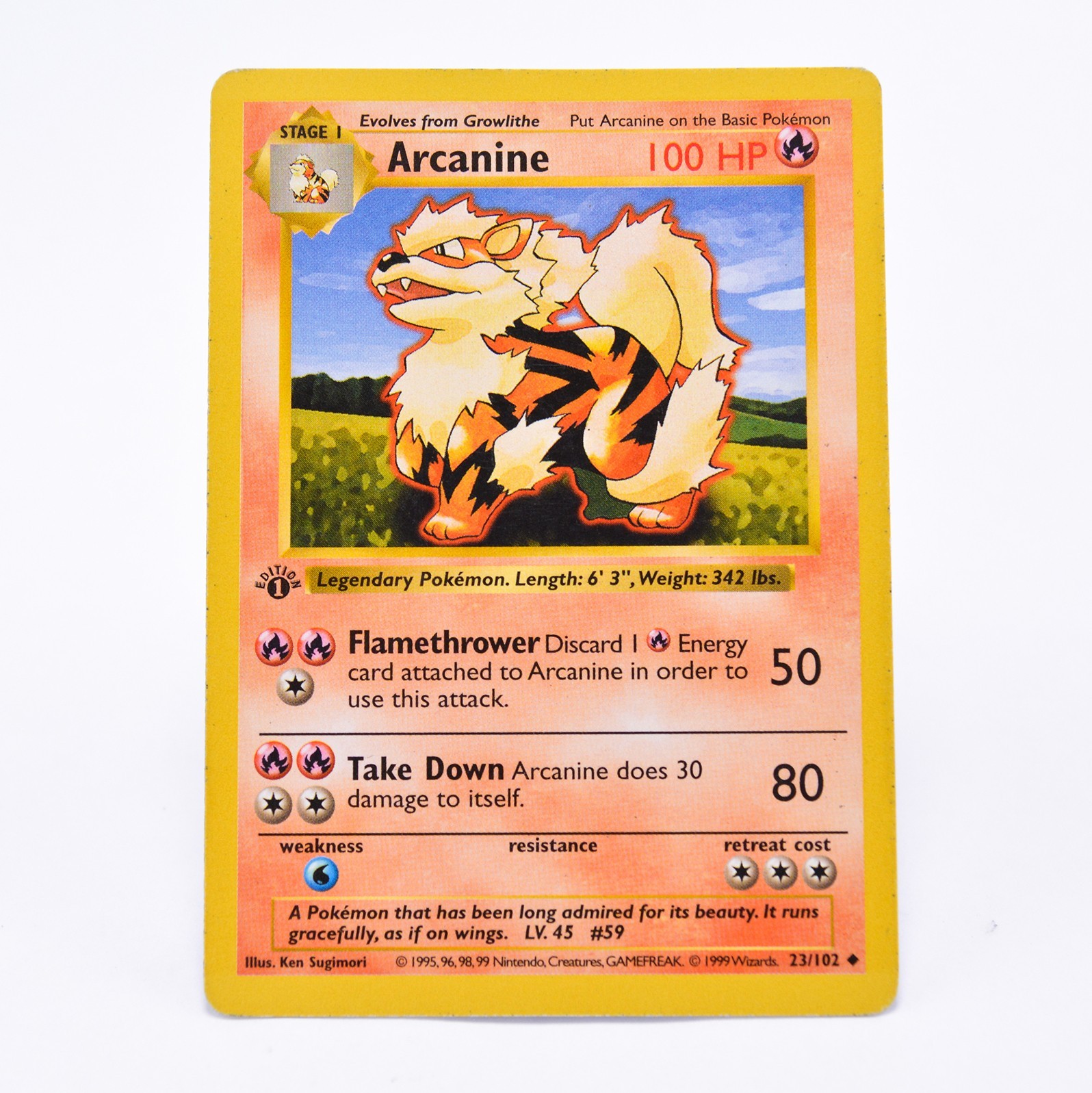 [LP/MP] Arcanine 23/102- 1st Edition Shadowless - Base Set  - Pokemon Vintage