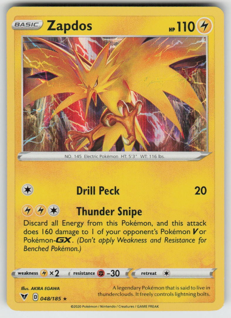 Holo Zapdos 048/185 Rare Vivid Voltage Near Mint Holo Zapdos 048/185 Rare Vivid Voltage Near Mint