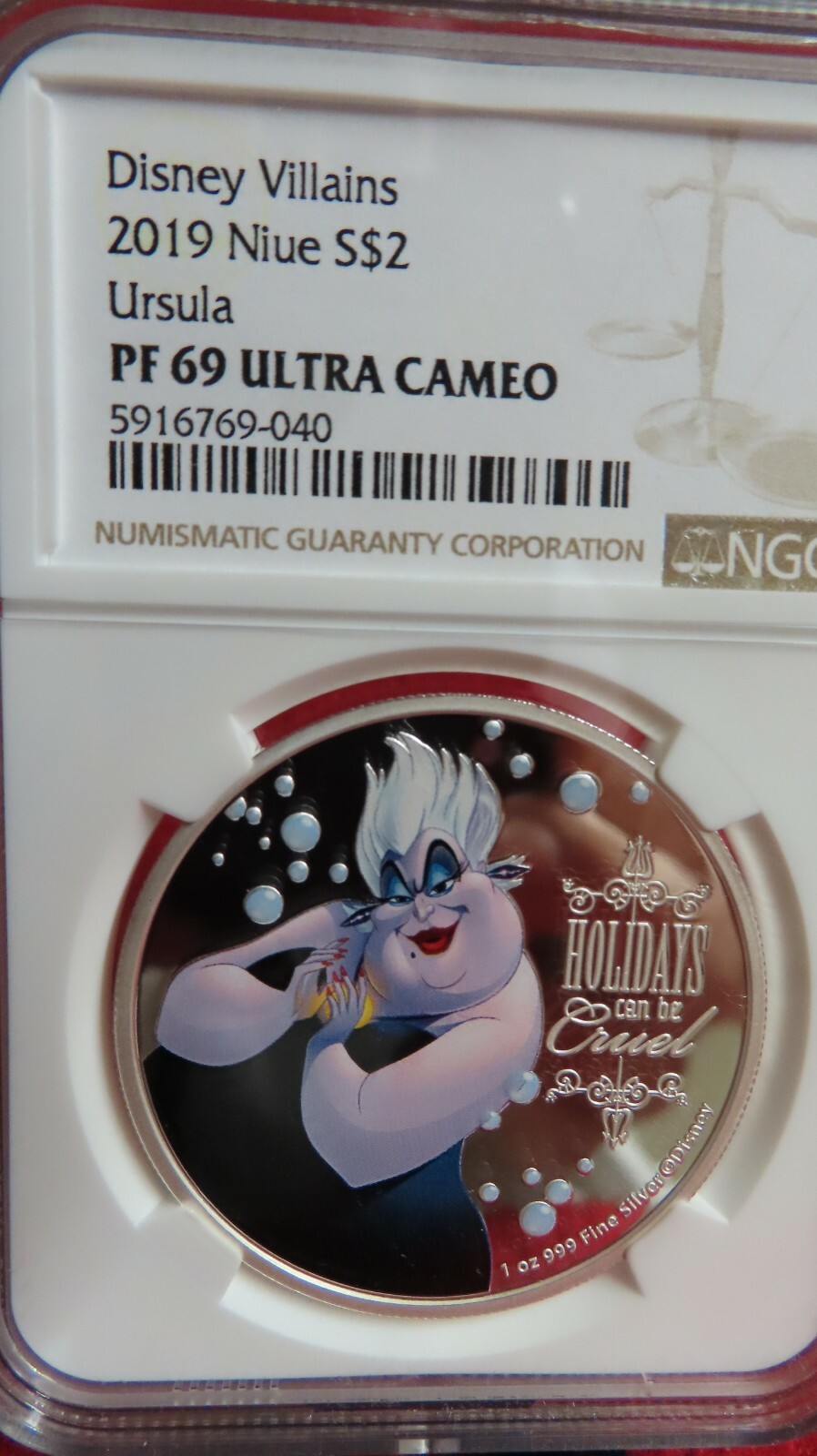 2019 Niue 1 Oz .999 Silver $2 Disney URSULA NGC PF PR 69 The Little Mermaid 