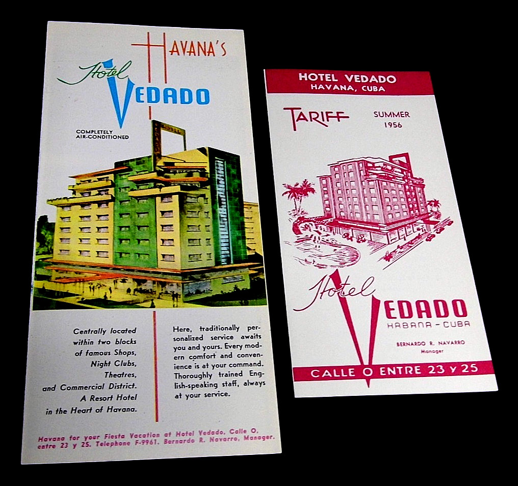 1950s Pre-CASTRO CUBA~HOTEL VEDADO, HAVANA~ADV. TRAVEL BROCHURE & TARIFF