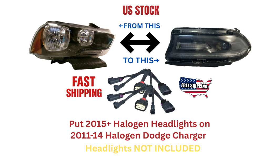 2011 - 2014 Dodge Charger  To 2015 - 22 Headlight Adapter Halogen To Halogen PNP