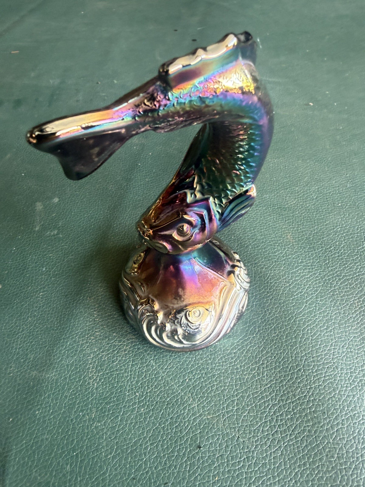 Vintage Fenton Glass Carnival Amethyst Jumping Trout Koi Fish Vintage Fenton Glass Carnival Amethyst Jumping Trout Koi Fish