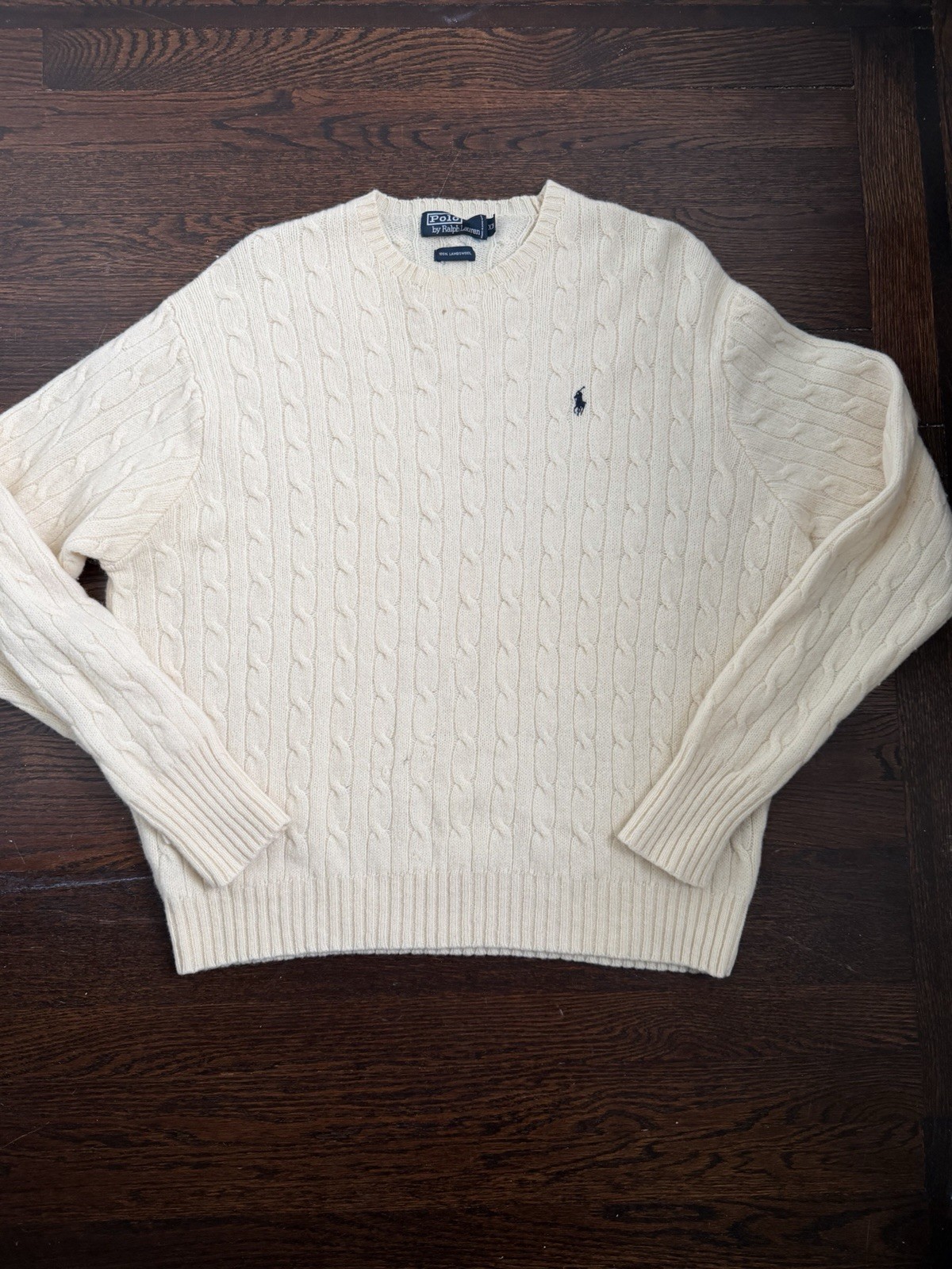 Vintage Polo Ralph Lauren Wool Cable Knit Sweater Size XXL Cream Hong Kong 80s Vintage Polo Ralph Lauren Wool Cable Knit Sweater Size XXL Cream Hong Kong 80s