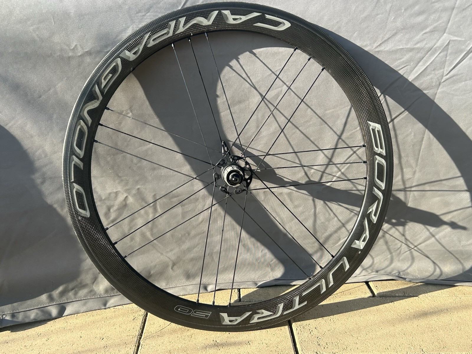 Carbon Fiber Campagnolo Bora Ultra 50 Rear Wheel - Tubular Carbon Fiber Campagnolo Bora Ultra 50 Rear Wheel - Tubular