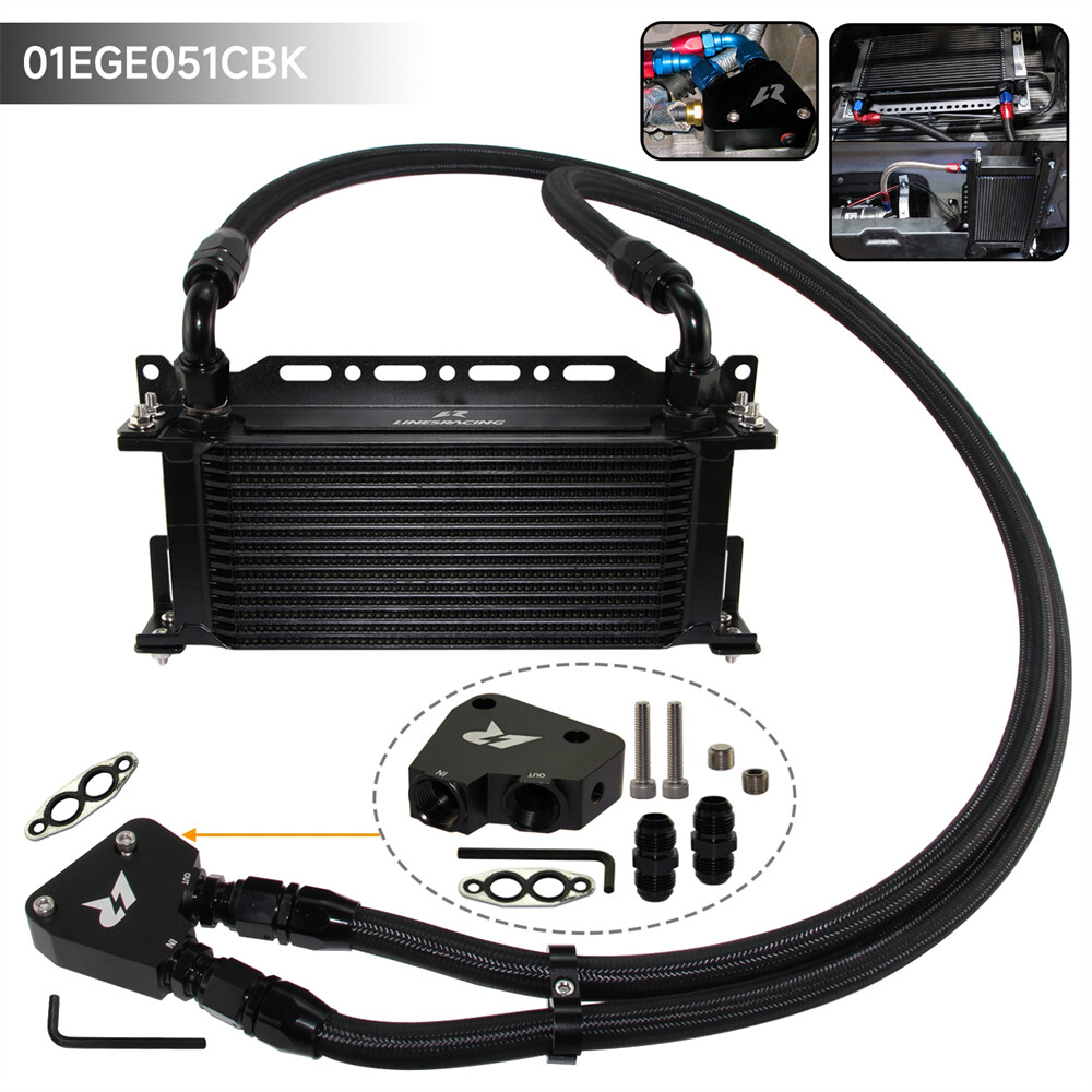 16 Row Engine Oil Cooler Kit For LS1 LS2 LS3 LS6 LS7 4.8L 6.0L 6.2L GM CK Black