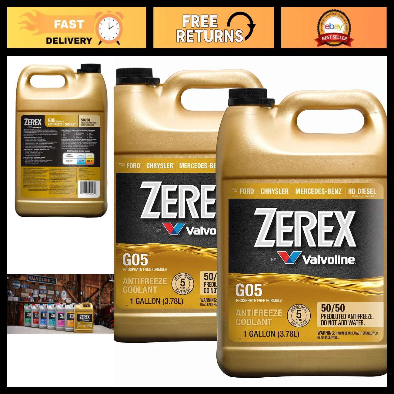 Phosphate-Free 50/50 Antifreeze Coolant - Ready-to-Use, 1 Gallon (2-Pack) Phosphate-Free 50/50 Antifreeze Coolant - Ready-to-Use, 1 Gallon (2-Pack)