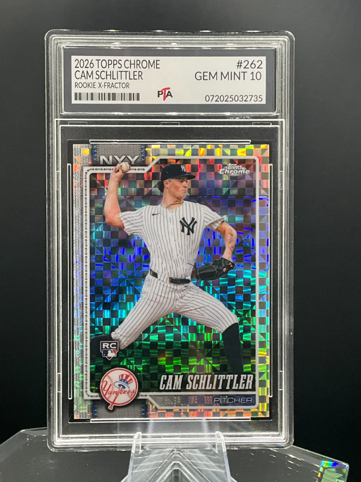 2026 Topps Chrome Rookie Cam Schlittler Yankees RARE X-FRACTOR GEM MINT PTA 10🔥