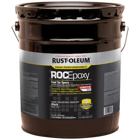 Rust-Oleum C9578380 Coal Tar Epoxy Coating Base, Black, Matte, 5 Gal, 100 To