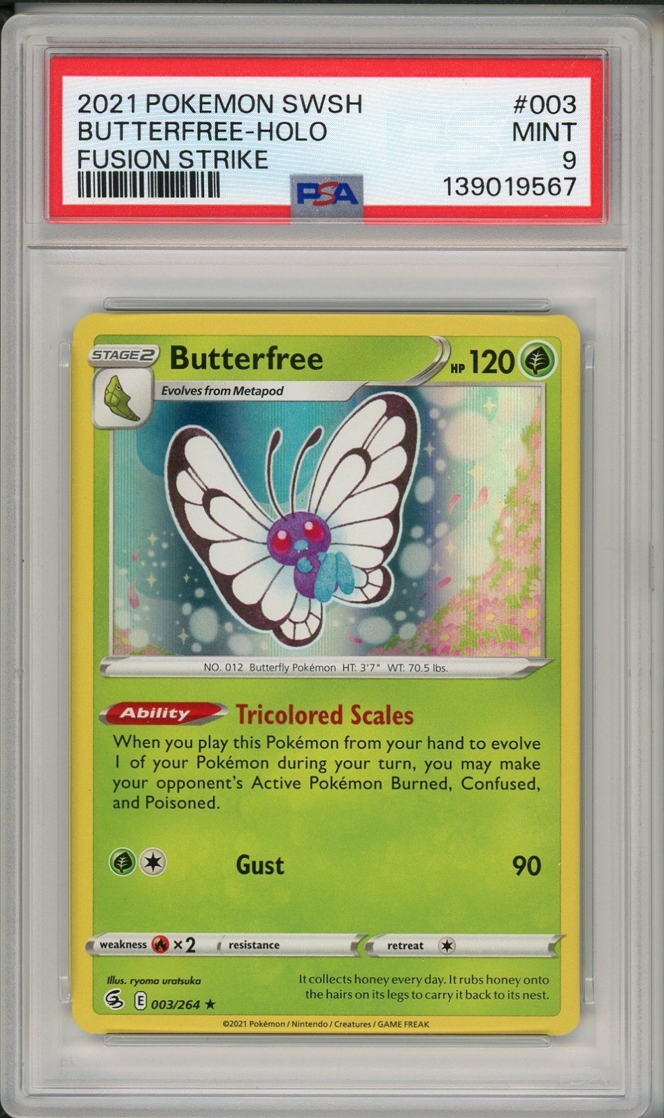 2021 Pokemon SWSH Fusion Strike Butterfree Holo #003 PSA 9