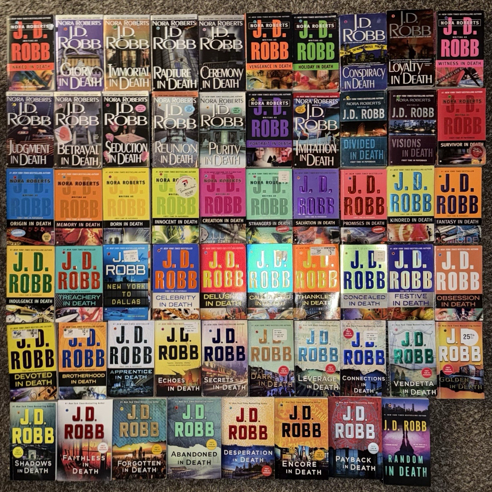 J.D. Robb In Death Series Books 1-58 Complete Run + 5 Extras 63 Paperback Lot