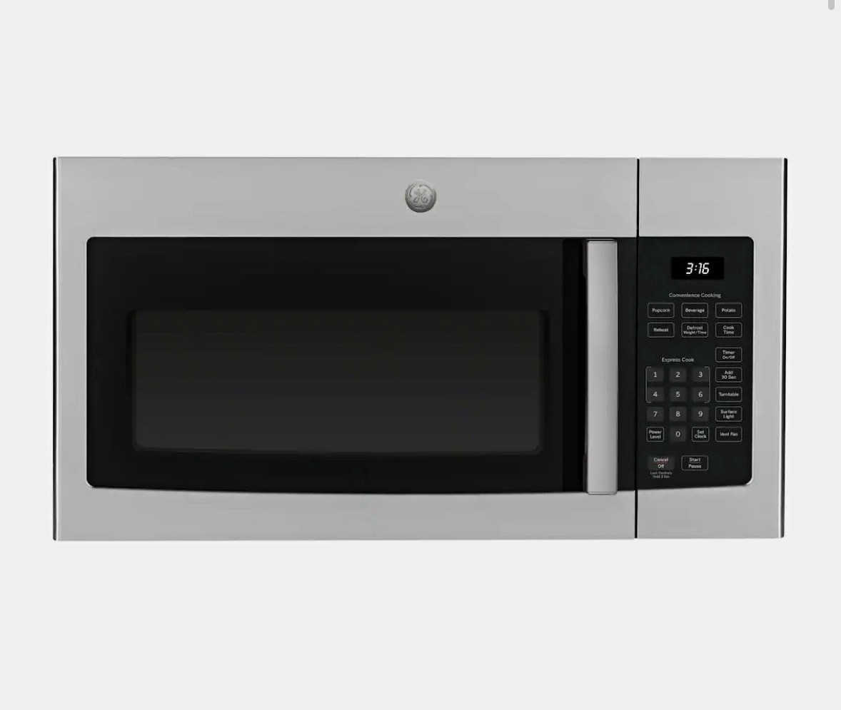 GE 1.6 cu ft Over-the-Range Microwave 1000W Stainless Steel, Vent Fan