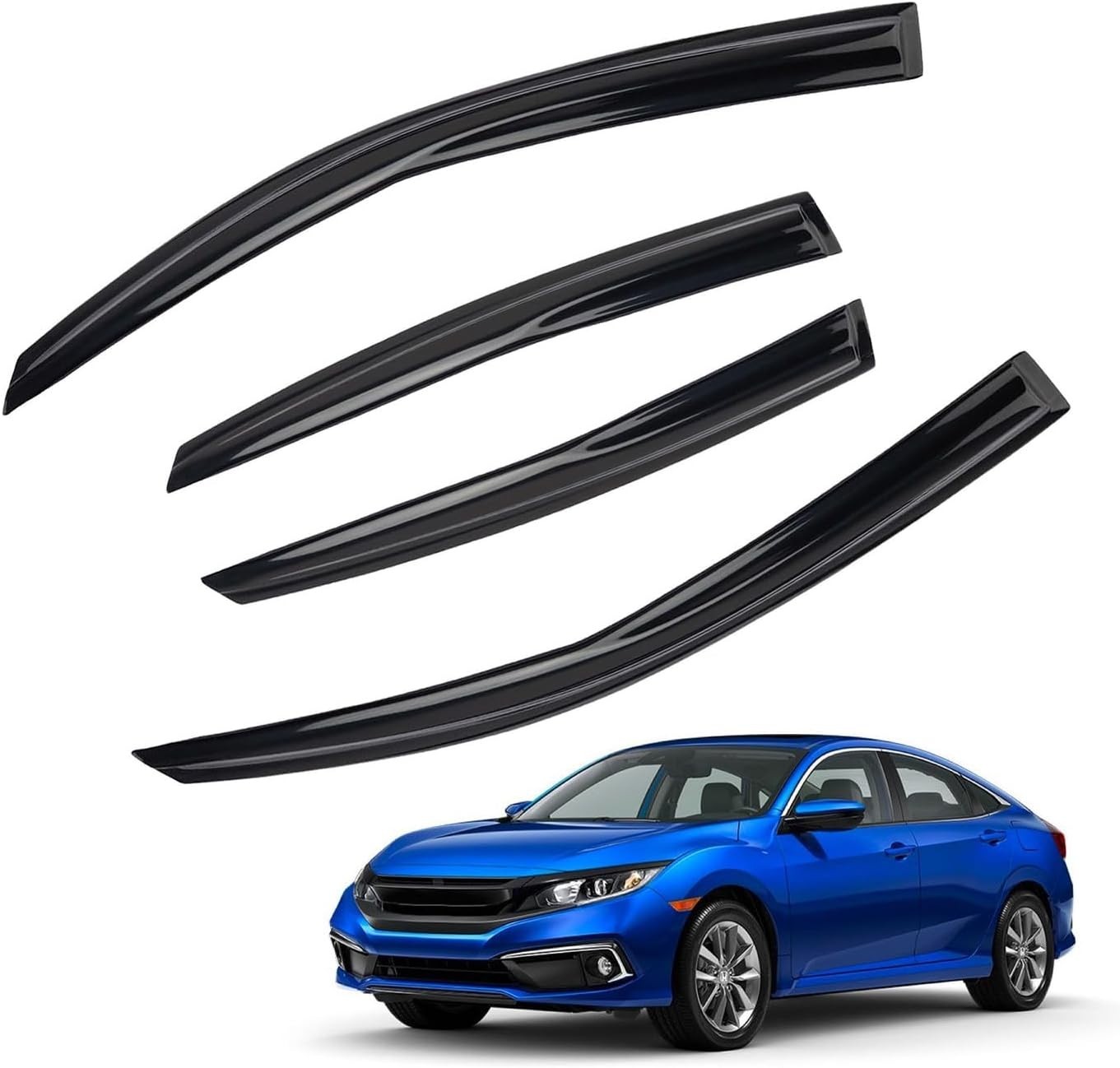 Deflectores Ventana Honda Civic Sedán 2016-2021 4Pcs Ahumados Cinta