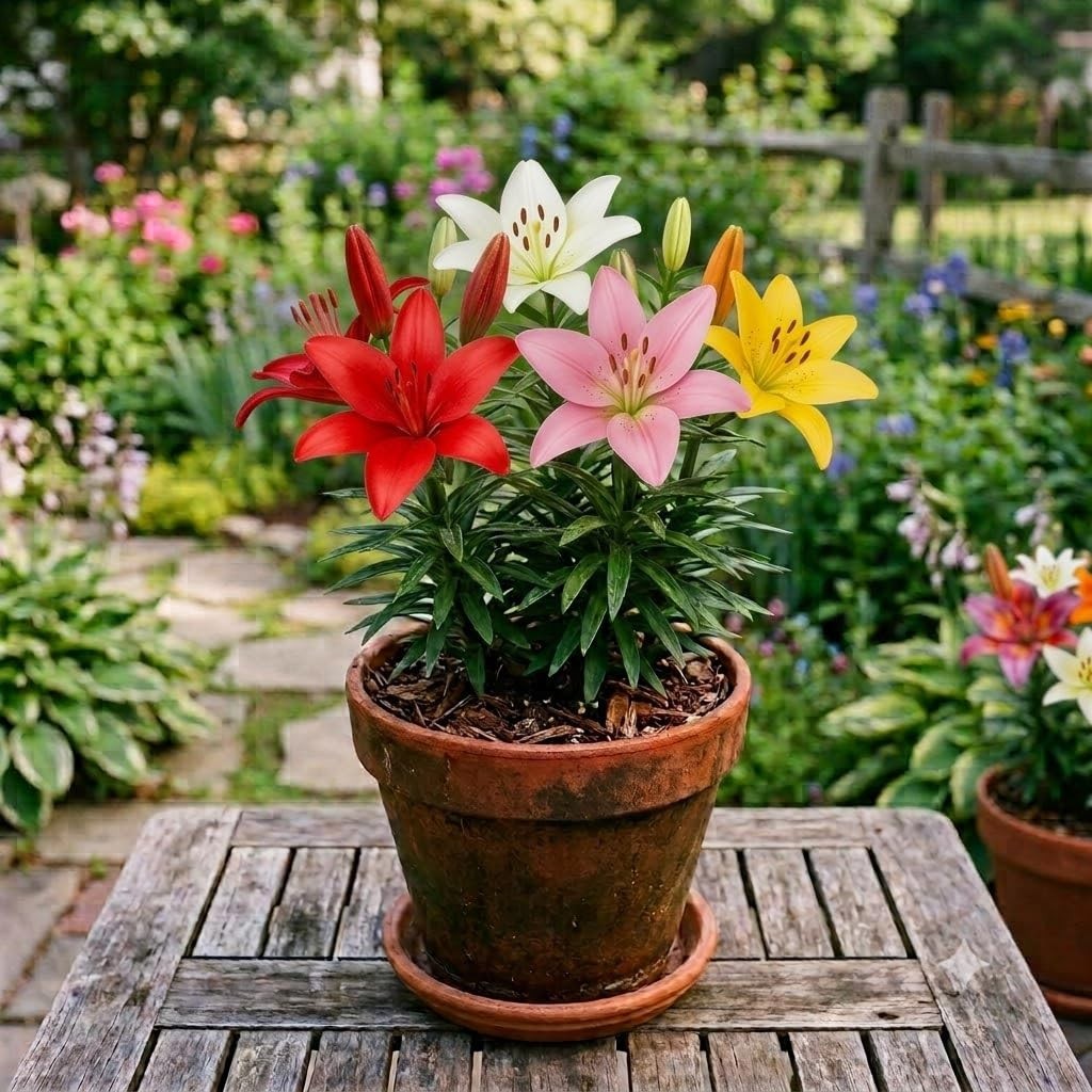 Asiatic Lily Bulbs Pack of 2 Mixed Colors Imported Hybrid Flower Bulbs for Gard