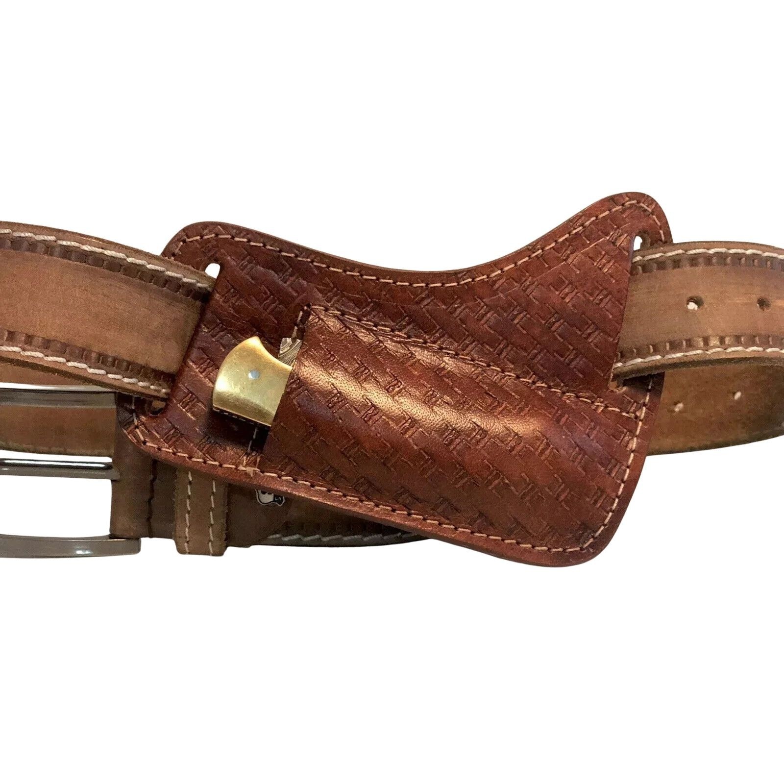 Handmade Horizontal Leather Sheath  Buck 110 Folding Knife 6\
