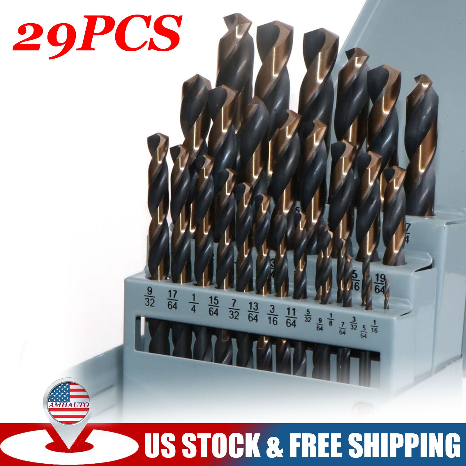 29PCS/Set HSS Drill Bits Black Gold Multi-Bits Twist Metal Drill Bit 1/16\