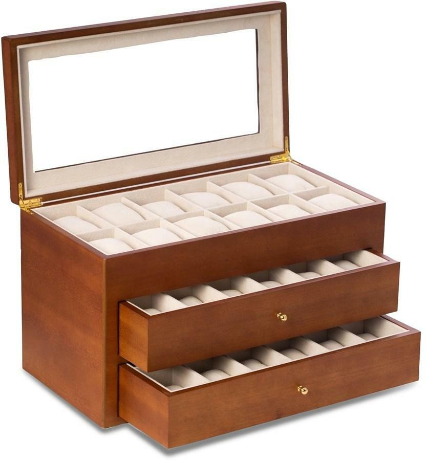 Matte Cherry Finish Wood 36-Watch Case Matte Cherry Finish Wood 36-Watch Case