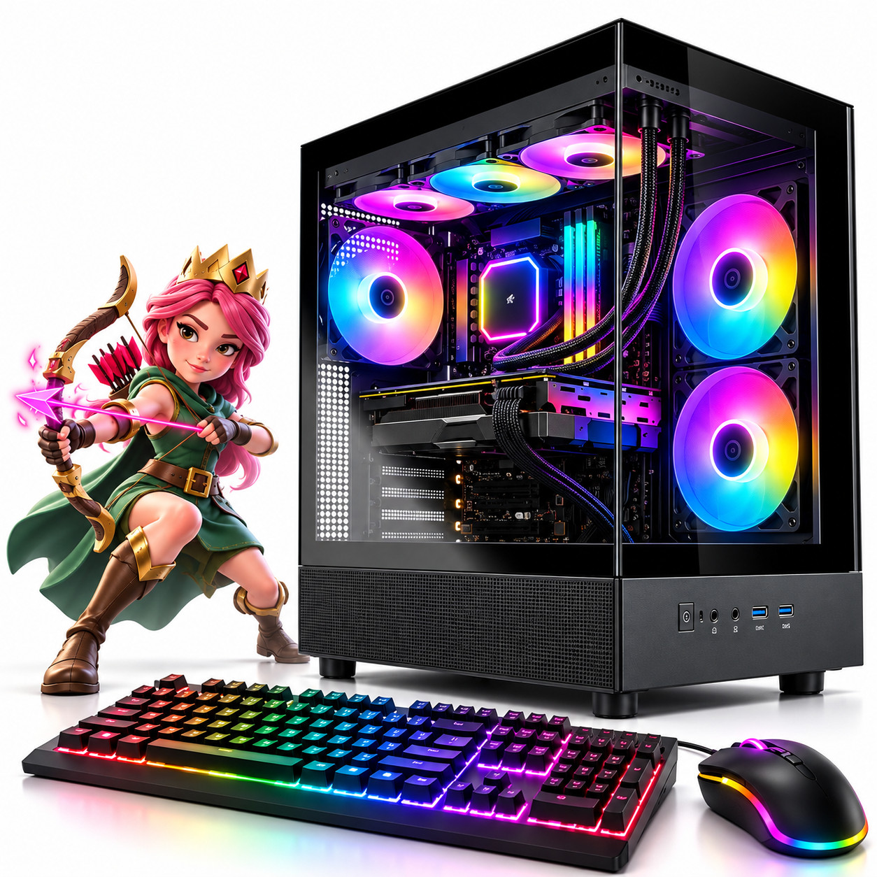 ARGB Gaming Desktop PC Intel i7-8700 16GB DDR4 512GB SSD GTX 1070 Win11 WiFi