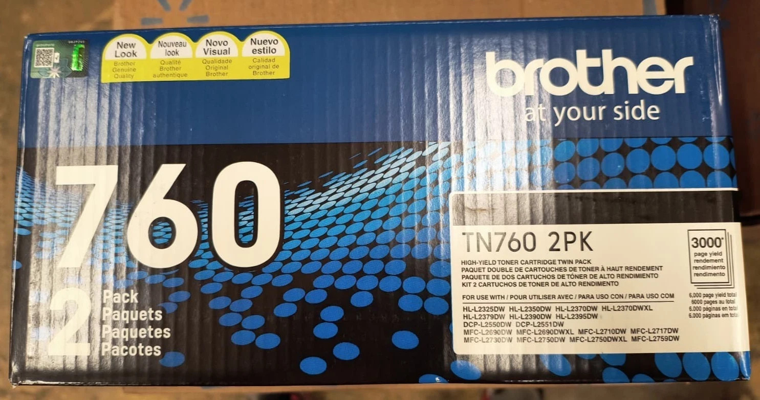 Brother TN760 2PK Black Ink High-Yield Toner Cartridge - New , P2 Brother TN760 2PK Black Ink High-Yield Toner Cartridge - New , P2