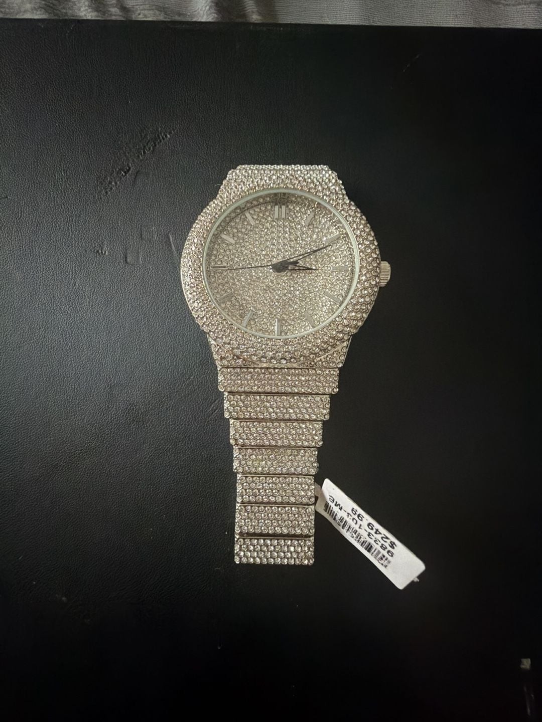 Iced Out Rhinestone Bling Watch Silver Tone Iced Out Rhinestone Bling Watch Silver Tone