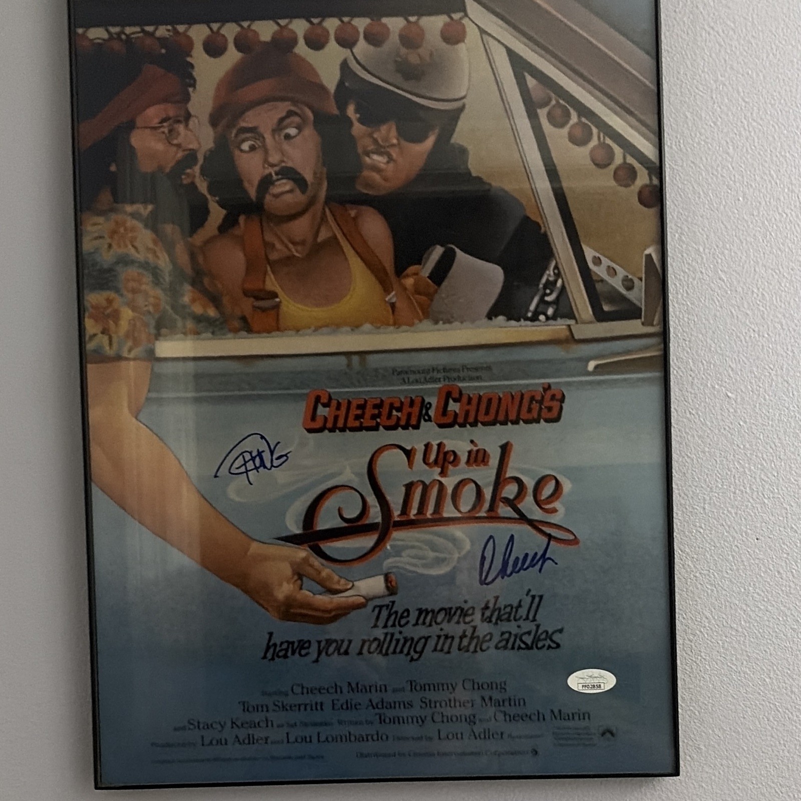 Up in Smoke Original 24x36 Poster Signed Cheech Marin & Tommy Chong JSA
