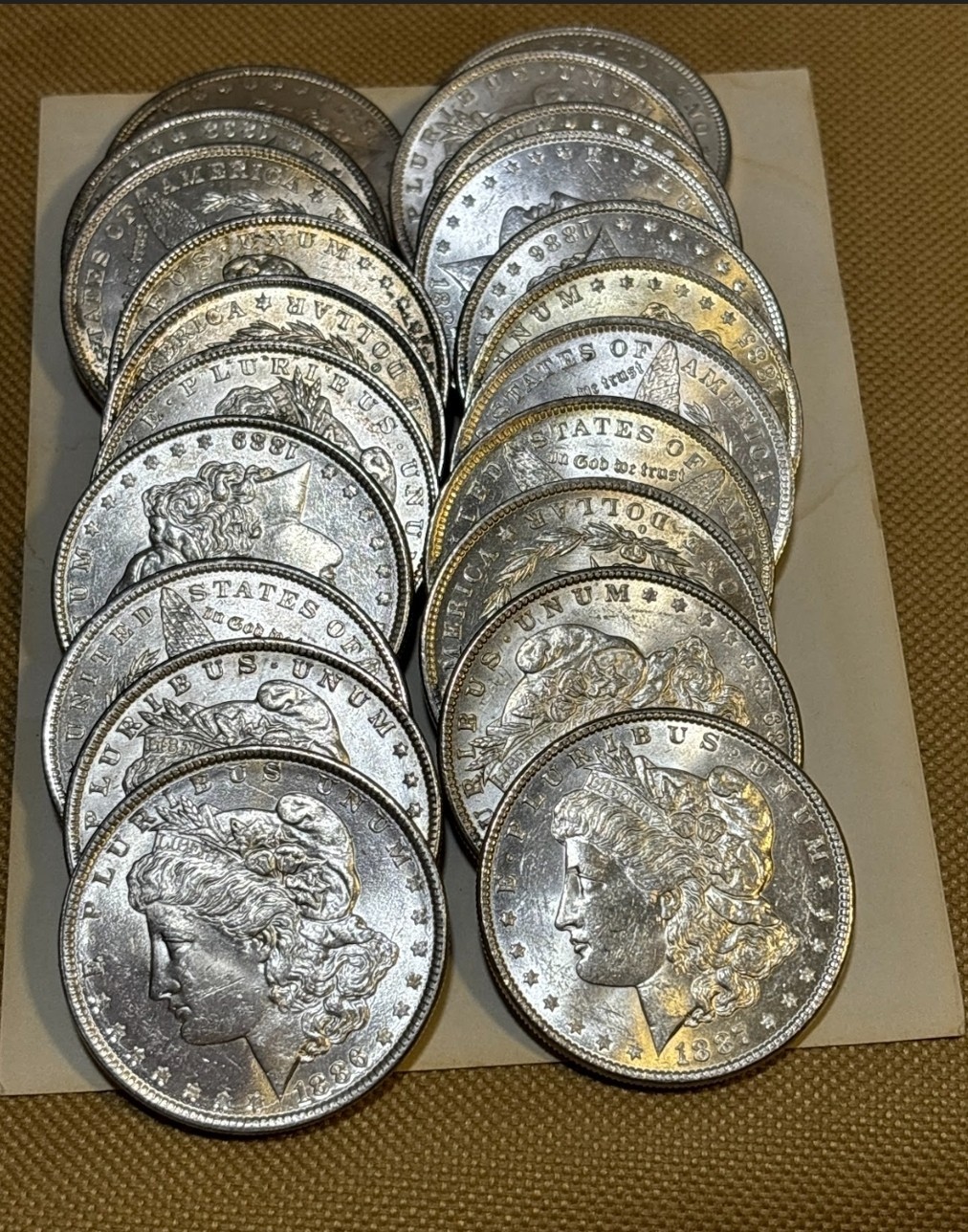 1878-1921 Morgan Silver Dollar Lot of 5 AU-BU Mixed Dates PQ P, D, S, O, CC