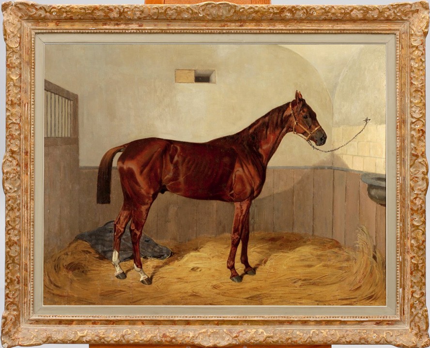Hand Painted Oil Painting Old Master-Art Antique style Animal Jujube red horse