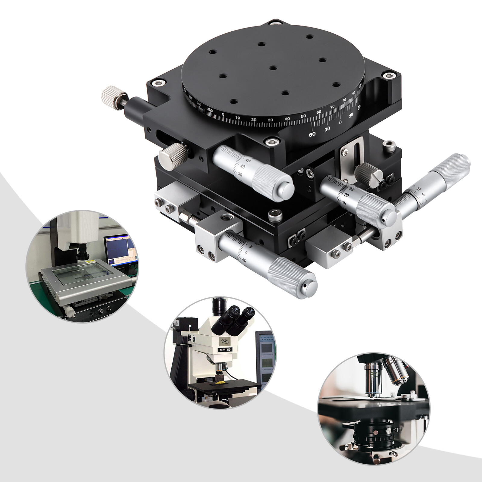 Manual X Y Z R Micrometer Adjust Bearing Table Standard Linear Positioning Stage