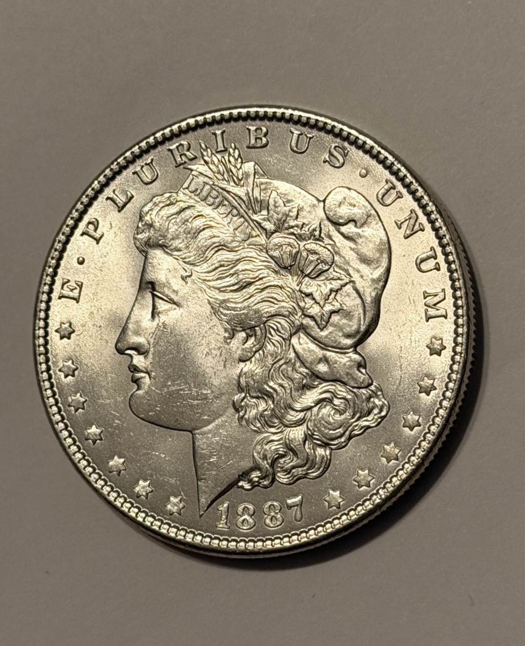 1887-P Morgan Silver Dollar Frosty Blast White BU Great Fields  KM#110