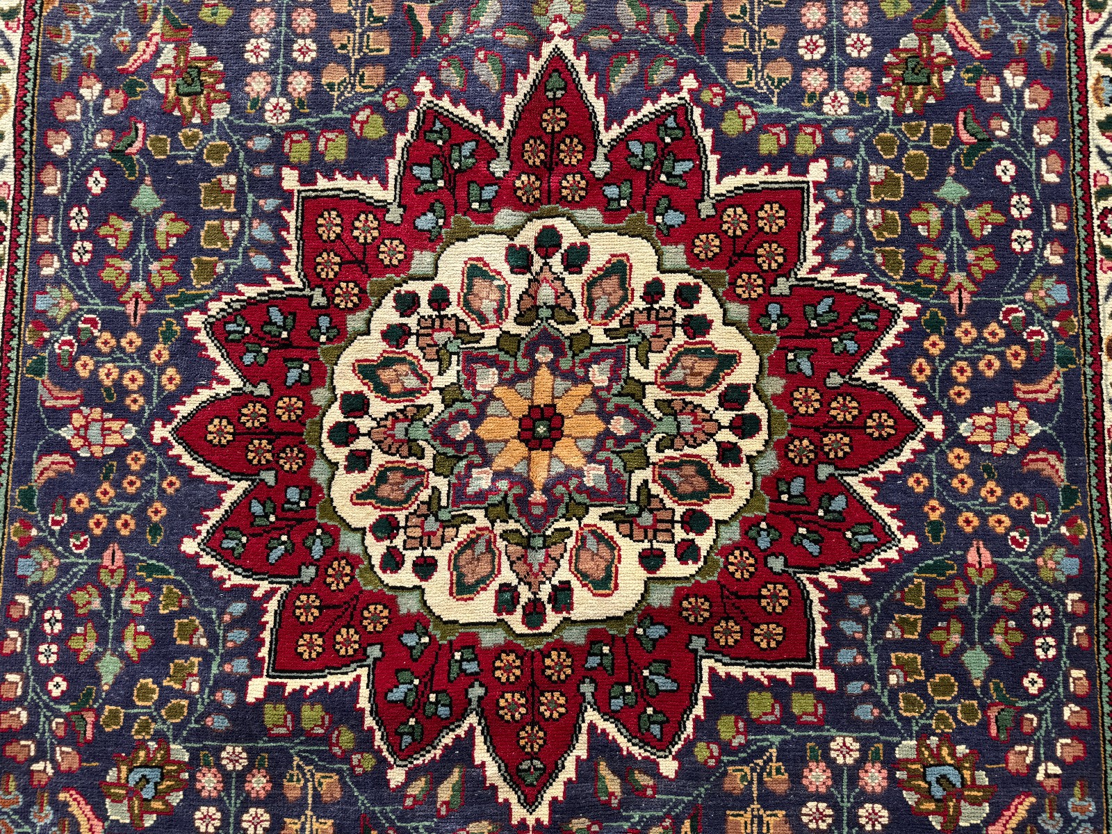 7x10 BLUE ANTIQUE ORIENTAL RUG HAND-KNOTTED purple vintage fine handmade 6x9 ft