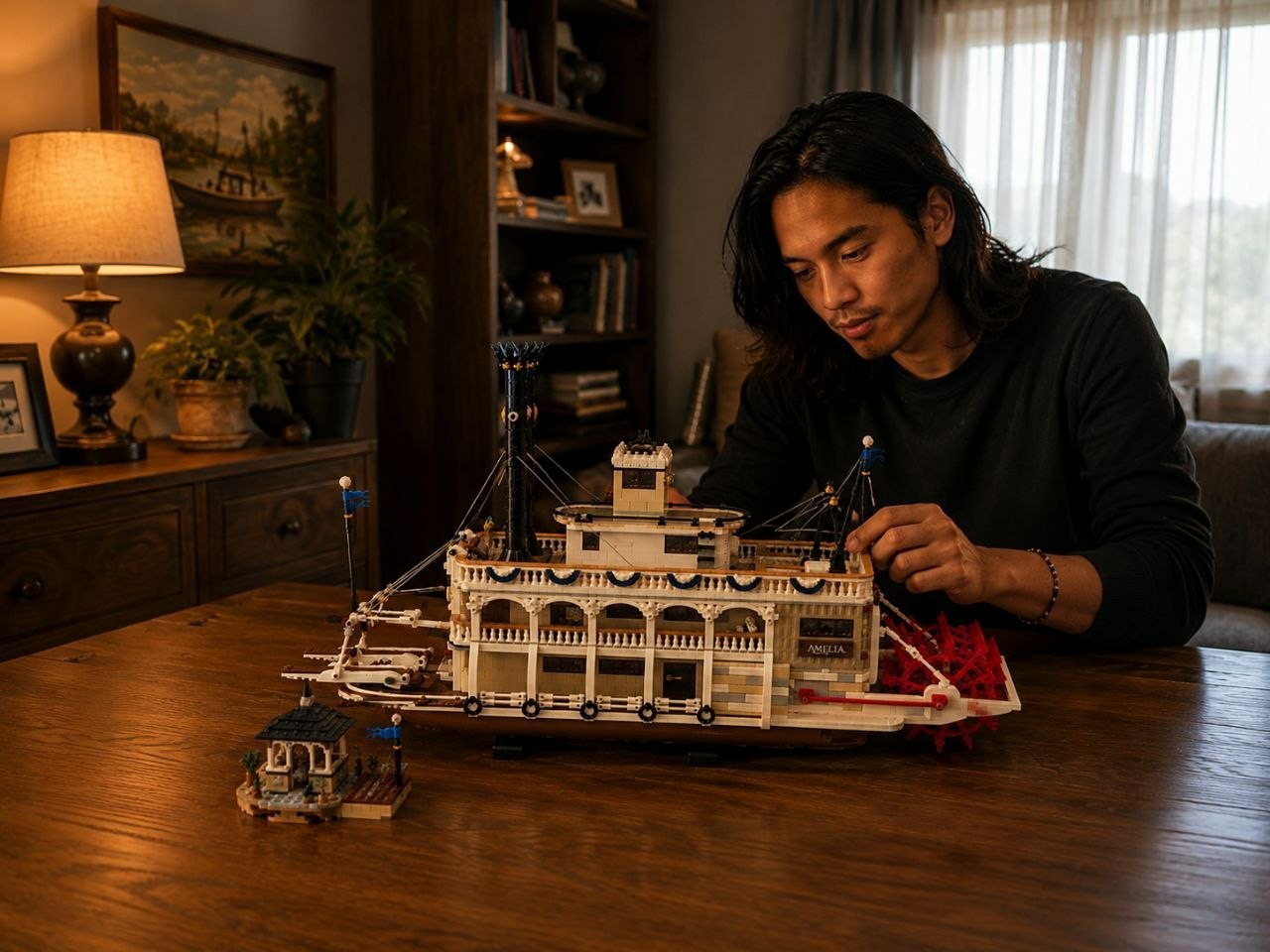 River Steamboat Building Blocks Model Ship No Box Approx. 4090 PCS