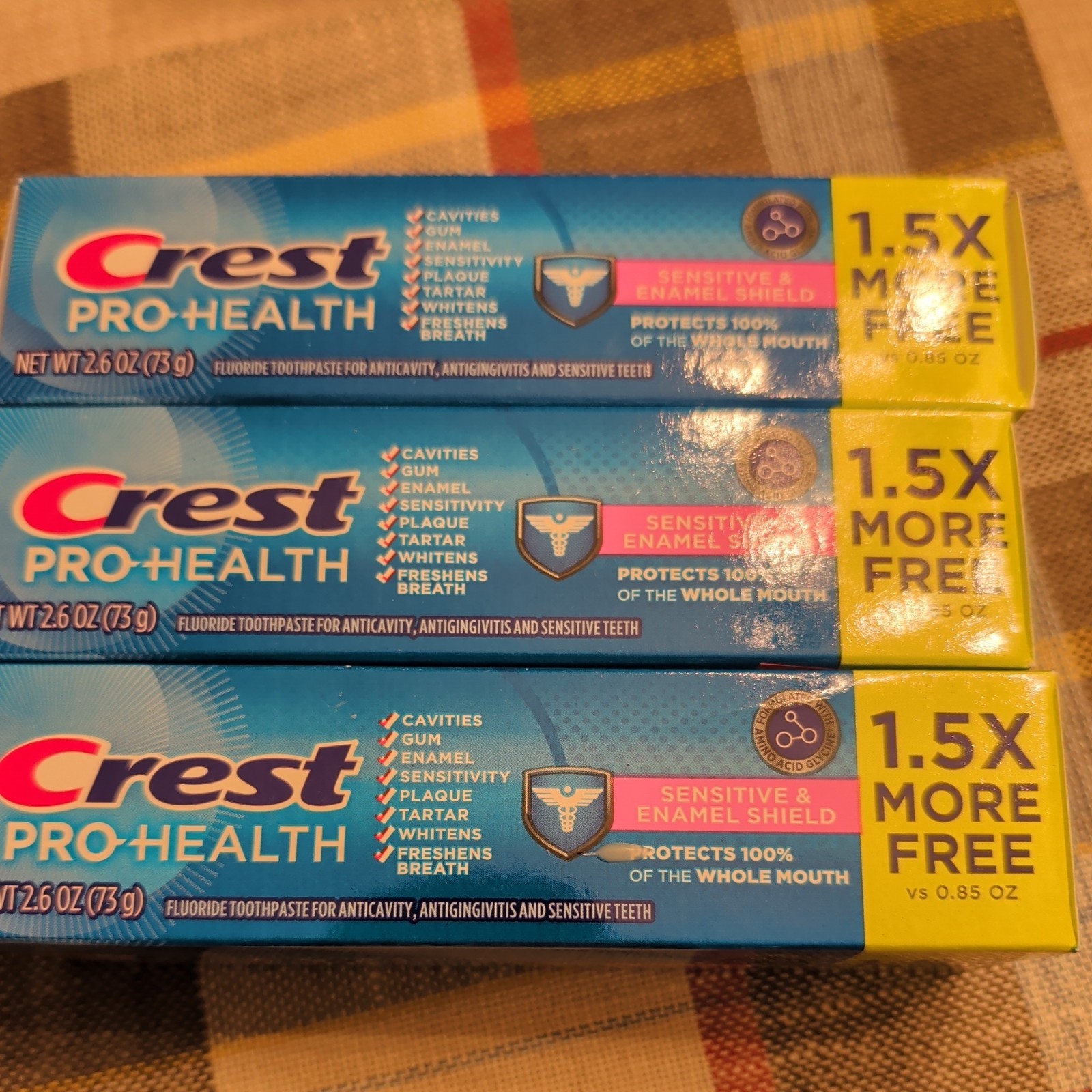 LOT 3 x Crest Pro-Health Fluoride Toothpaste Sensitive & Enamel Shield 2.6 oz LOT 3 x Crest Pro-Health Fluoride Toothpaste Sensitive & Enamel Shield 2.6 oz