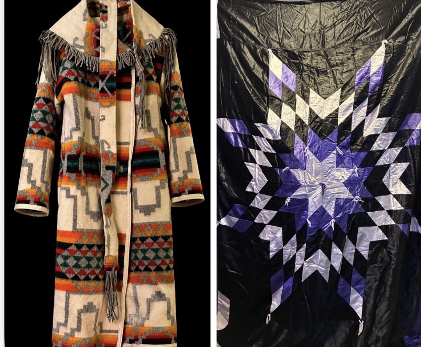 Beaver State Pendleton Wool Native American Blanket Coat  W/ Handmade Quilt