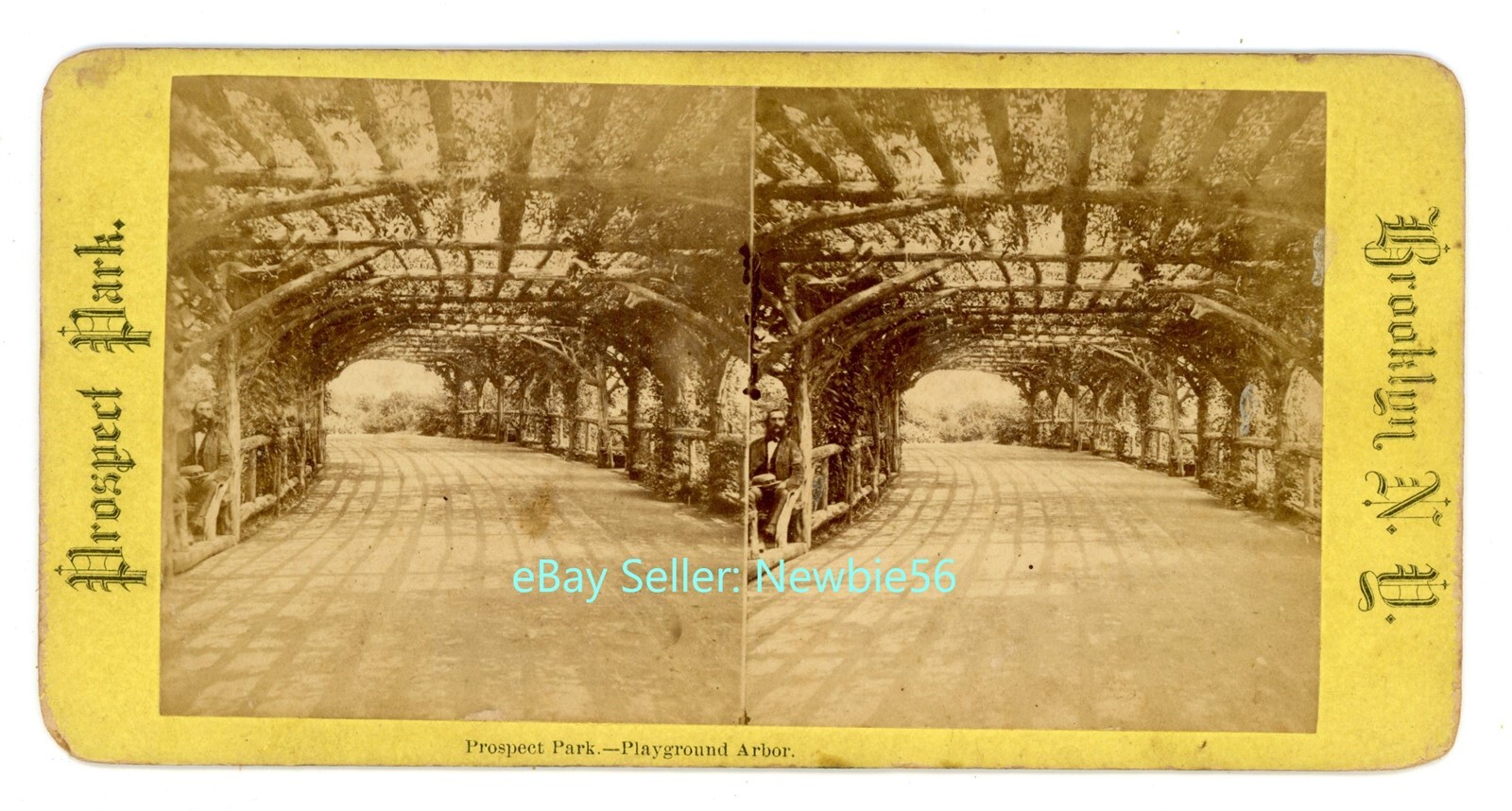 Brooklyn NYC NY - UNDER PLAYGROUND ARBOR - PROSPECT PARK - c1870s Stereoview