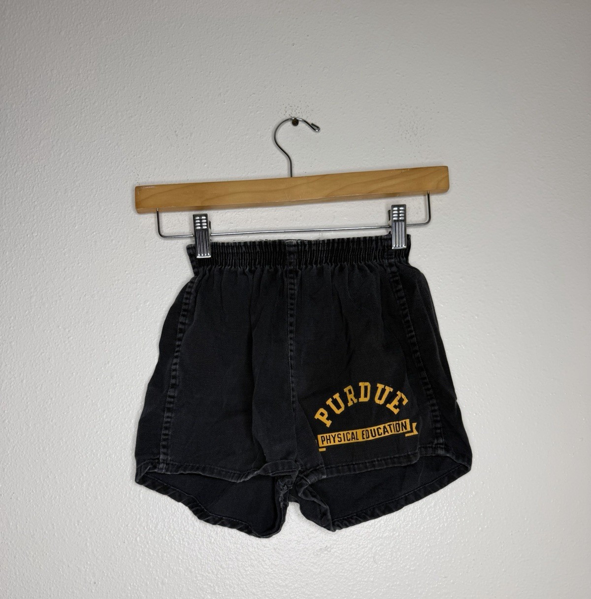 Vintage 50s 60s Champion Purdue Running Man Gym Shorts Men Small Black