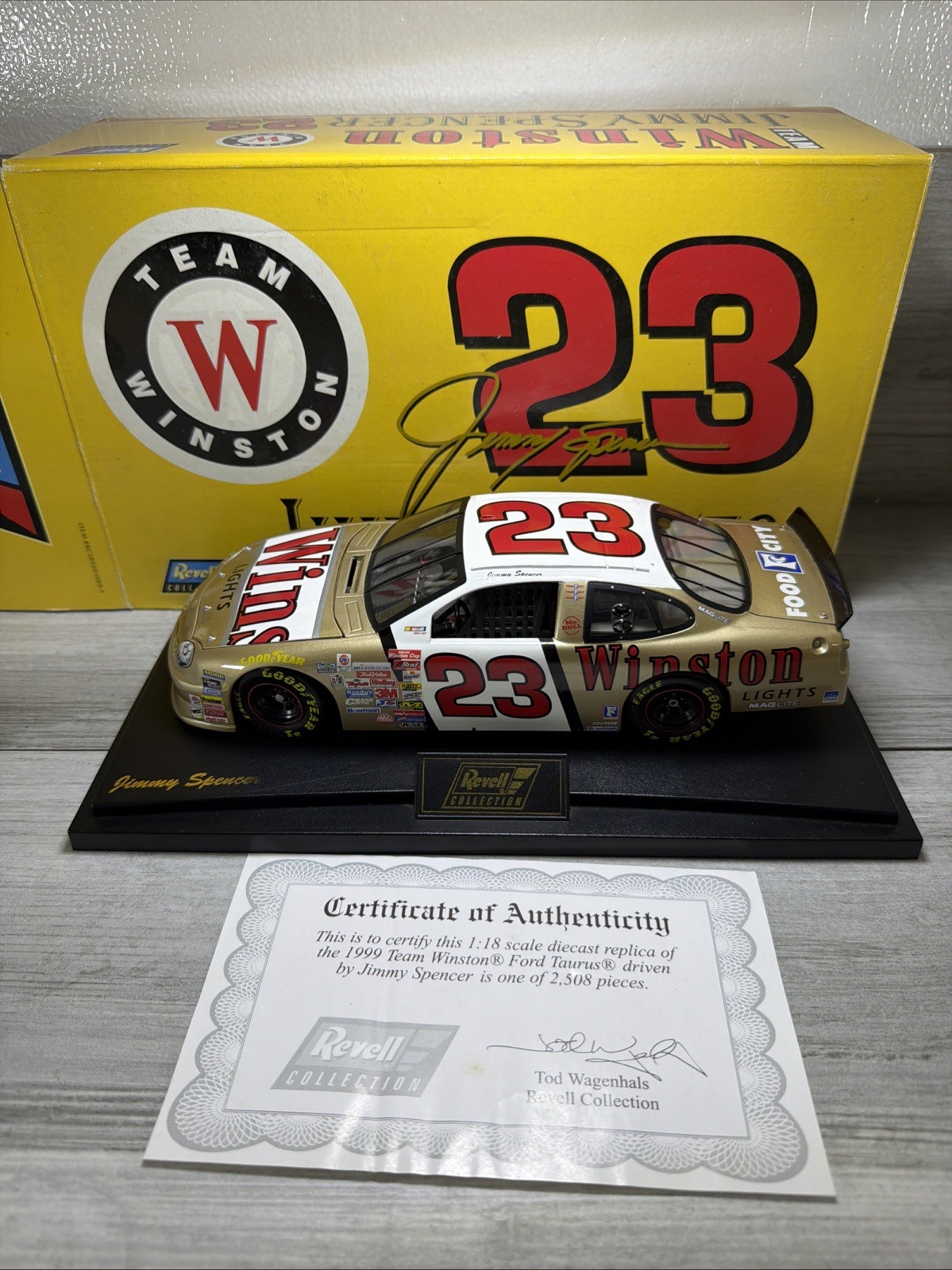 Revell Collection Club Jimmy Spencer #23 Team Winston 1/18 Die Cast Gold W/cert