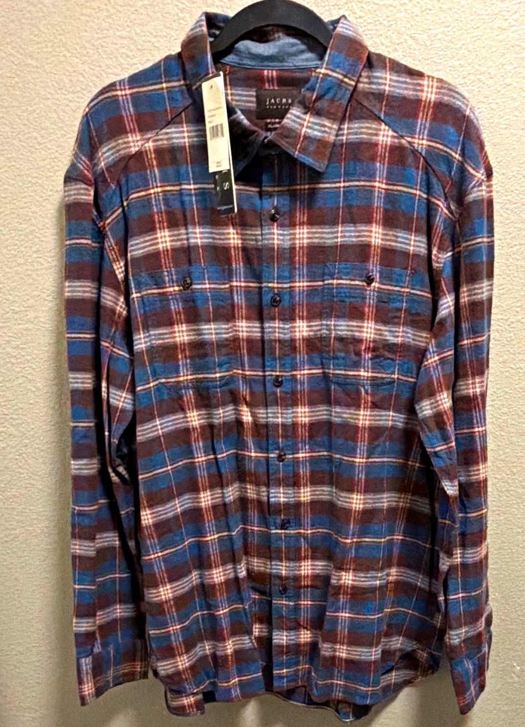 JACHS New York Men’s XL Classic Fit Blue Brown Plaid Long Sleeve Button-Up Shirt JACHS New York Men’s XL Classic Fit Blue Brown Plaid Long Sleeve Button-Up Shirt