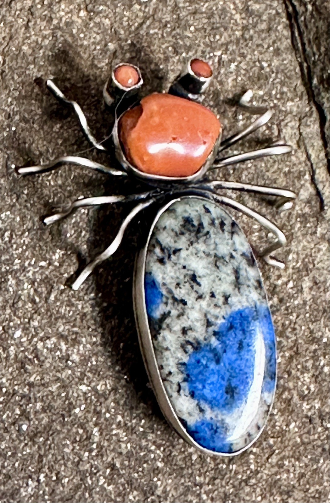 Herbert Ration NAVAJO Sterling Spider Bug Insect Lapis Coral Pin/Brooch Herbert Ration NAVAJO Sterling Spider Bug Insect Lapis Coral Pin/Brooch