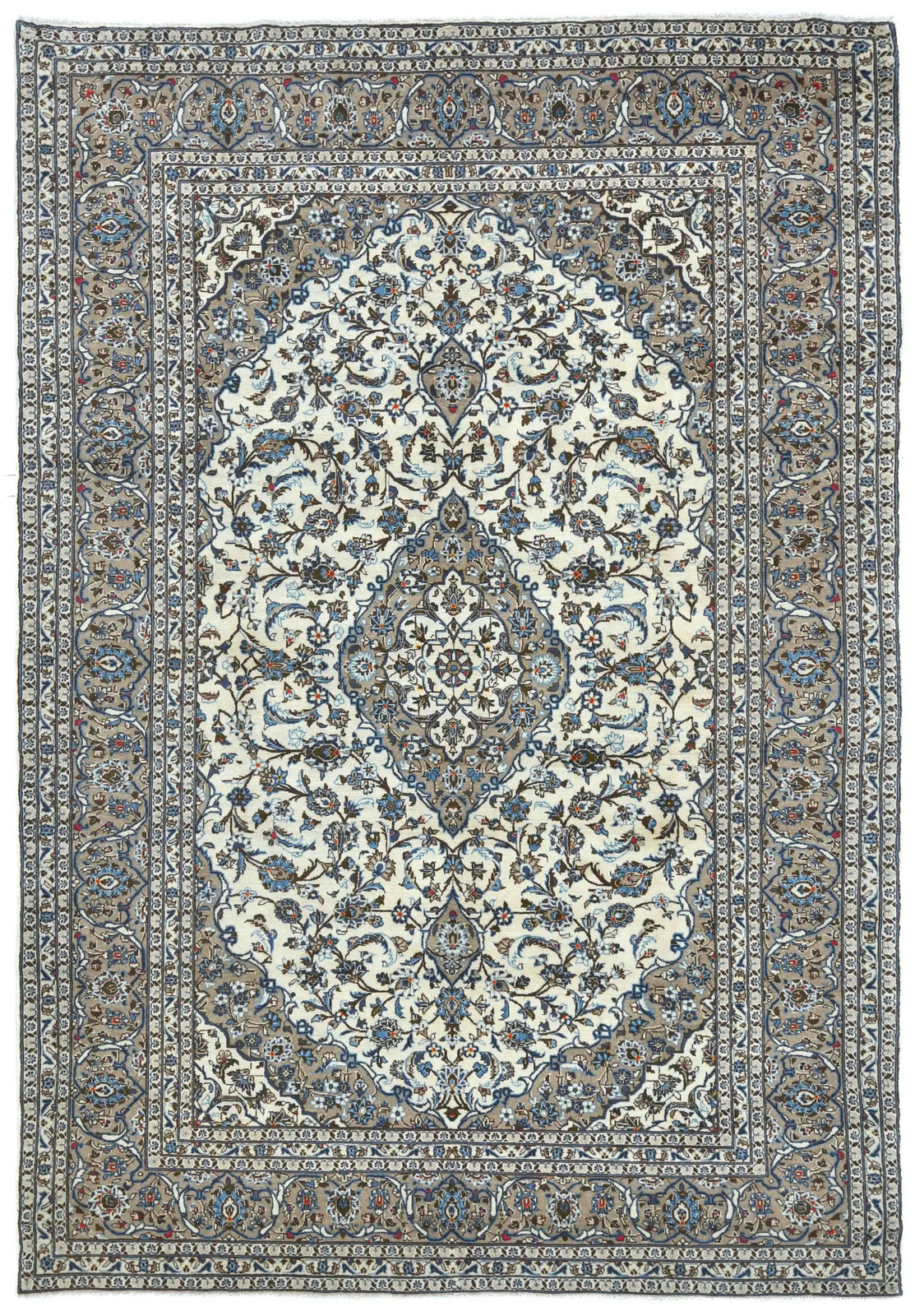 Vintage 7\'10X11\'4 Cream Floral Design Oriental Rug Handmade Living Room Carpet