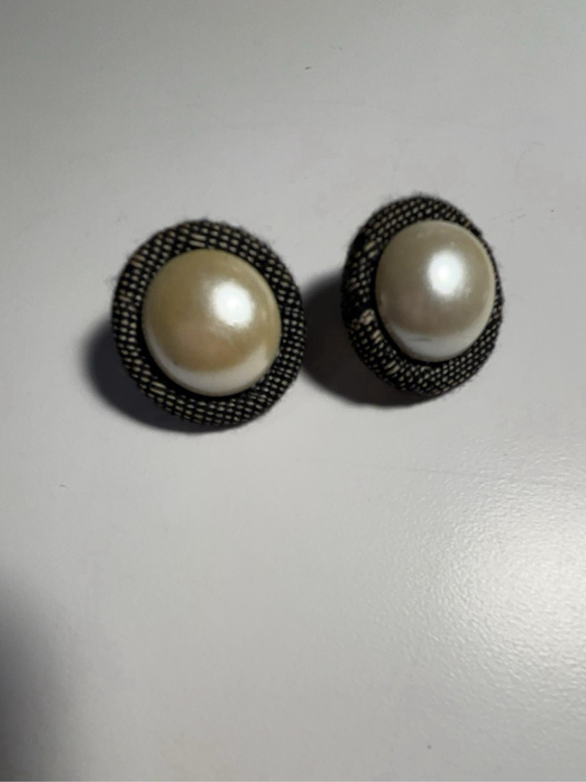 Vintage Faux Pearl Earrings Black