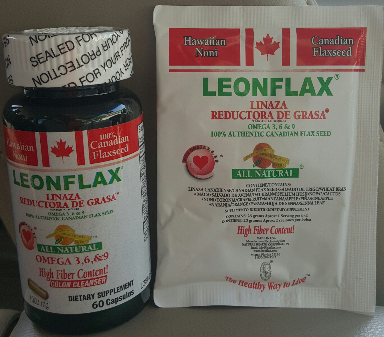 Leonflax Canadian Flaxseed 60 Capsules Plus Fat Reducer Weight Loss Linaza 1 oz Leonflax Canadian Flaxseed 60 Capsules Plus Fat Reducer Weight Loss Linaza 1 oz